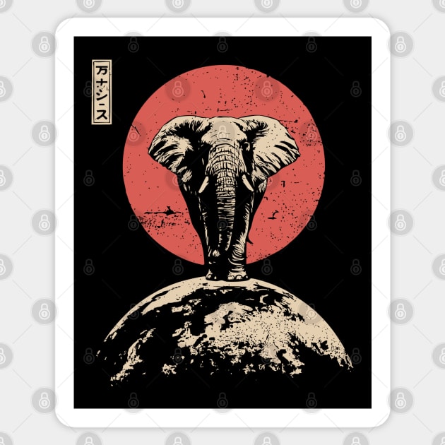 Cosmic World Elephant in Ukiyo-e Style Sticker by TuncGK